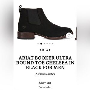 ARIAT Sz 9 Booker Ultra Round Toe Black Suede Chelsea Boots Worn 1x Orig $189